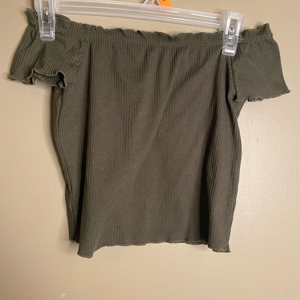 olive green strapless top